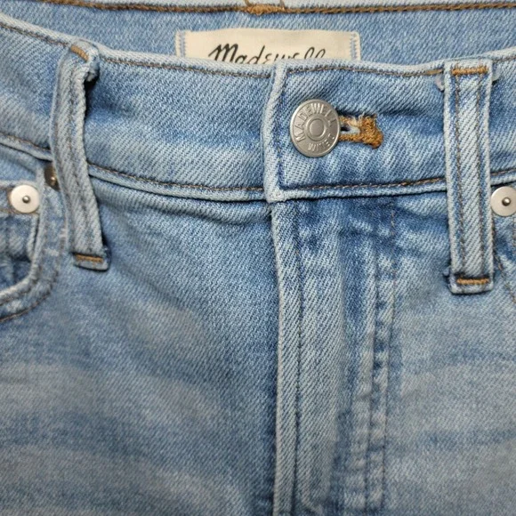 Madewell Perfect Vintage Jeans High Rise Raw Hem Light Wash Size 24 Straight Leg - Picture 5 of 11